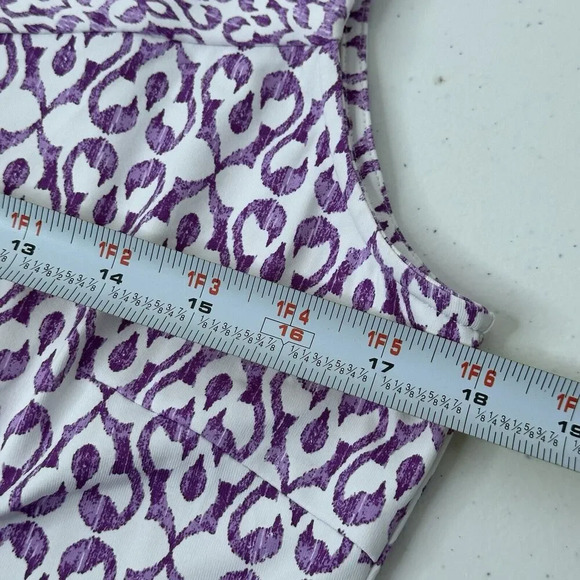 J. MCLAUGHLIN Shift Dress M Catalina Cloth Purple Abstract Print Stretch Nylon - Picture 7 of 9